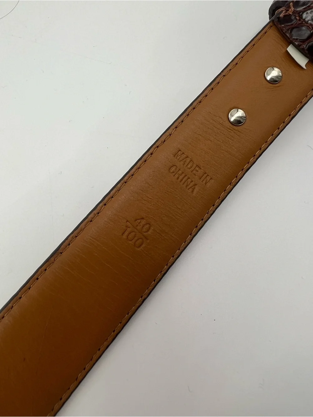 Polo Ralph Lauren Brown Croc-Embossed Genuine Leather Belt Designer Plaque 40